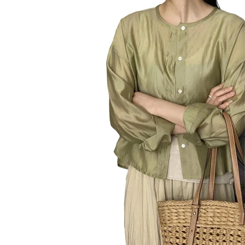 Summer Solid Sunscreen Clothing Women New Fashion Lyocell Thin Shirt Women Tops Loose Blouses Long Sleeve Female Elegant Shirts
Summer Solid Sunscreen Clothing Women New Fashion Lyocell Thin Shirt Women Tops Loose Blouses Long Sleeve Female Elegant Shirts