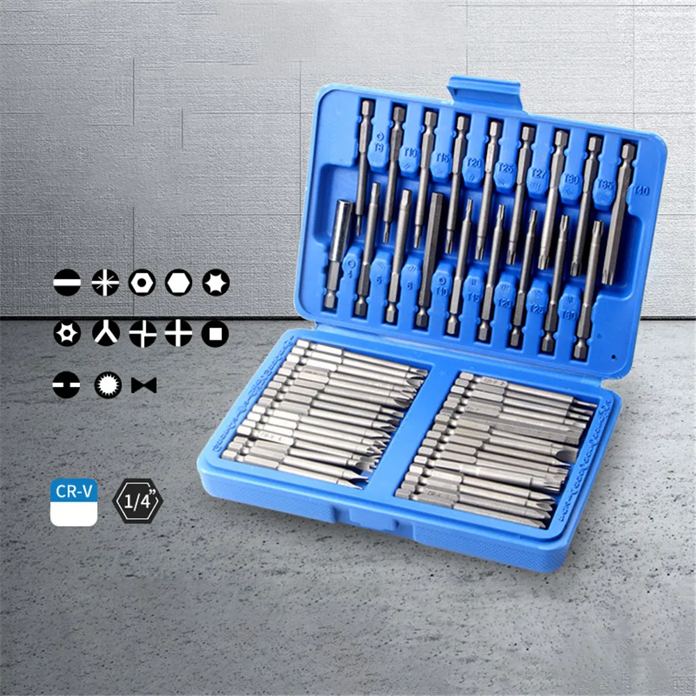50pcs 75mm Extra Long Reach Bit Set Security Screwdriver Bits Head 1/4 Kit Torx Star Hex Spline Bit Set For Household Use
50pcs 75mm Extra Long Reach Bit Set Security Screwdriver Bits Head 1/4 Kit Torx Star Hex Spline Bit Set For Household Use