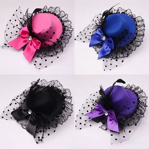 Lady Mini Top Hat Cap Bowknot Decor Lace Fascinator Hair Clip Costume Accessory 
Lady Mini Top Hat Cap Bowknot Decor Lace Fascinator Hair Clip Costume Accessory