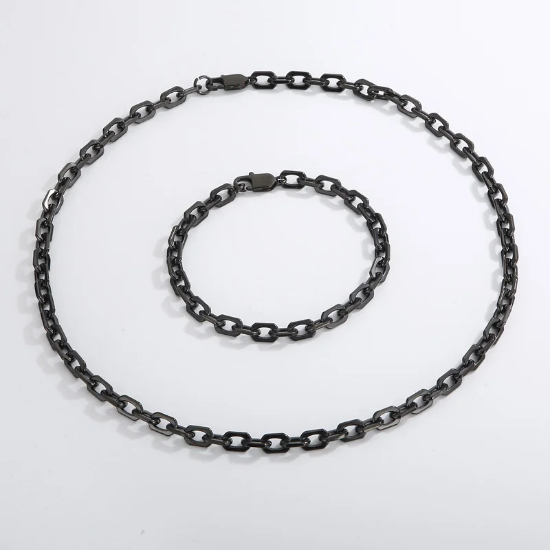 Gold Silver Black Color Stainless Steel Men Jewelry Set O Chain Lobster Clasp Hip Hop Bracelet Necklace 7mm Width Jewellery
Gold Silver Black Color Stainless Steel Men Jewelry Set O Chain Lobster Clasp Hip Hop Bracelet Necklace 7mm Width Jewellery
