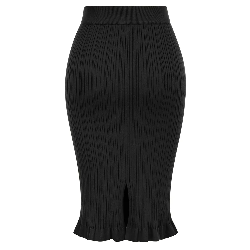 KK Women Ribbed Bodycon Skirt Elastic High Waist Back Slit Knitted Skirts Solid Knee Length Slim Fit Skirts Office Lady Workwear
KK Women Ribbed Bodycon Skirt Elastic High Waist Back Slit Knitted Skirts Solid Knee Length Slim Fit Skirts Office Lady Workwear