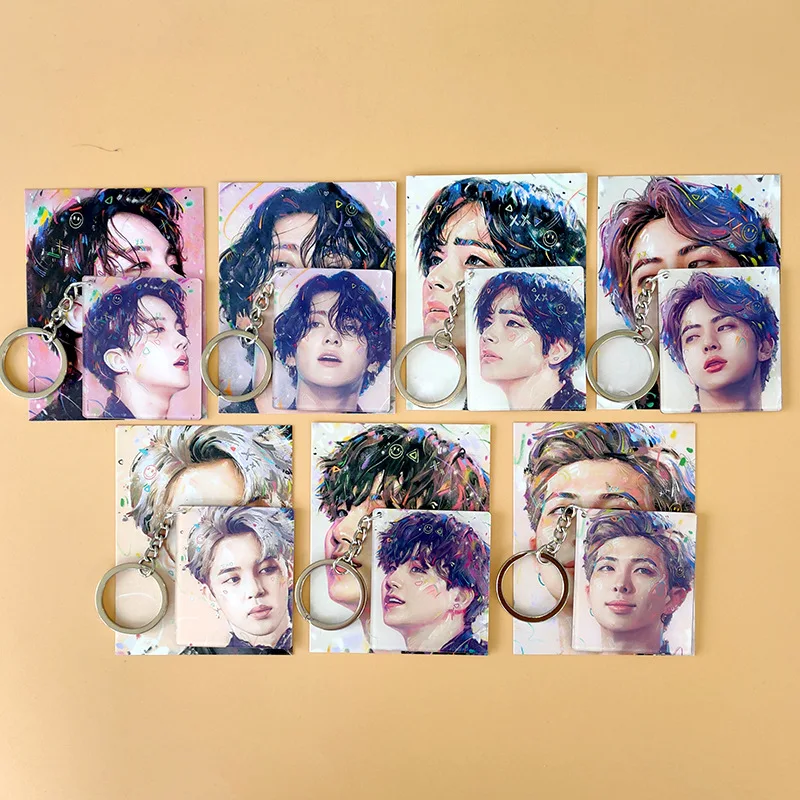 2023 Cartoon Kpop Photocards Stray Kids Keychain Album Jimin Jin Suga Jhope Junkook V RM Key Rings Pendant Kpop Accessories
2023 Cartoon Kpop Photocards Stray Kids Keychain Album Jimin Jin Suga Jhope Junkook V RM Key Rings Pendant Kpop Accessories