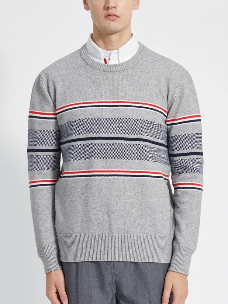 TB THOM Men's Harajuku Knitted Sweaters O-neck Pullovers Korean Striped Luxury Brand Causal Tops Women Sweatshirt Outerwear
TB THOM Men's Harajuku Knitted Sweaters O-neck Pullovers Korean Striped Luxury Brand Causal Tops Women Sweatshirt Outerwear