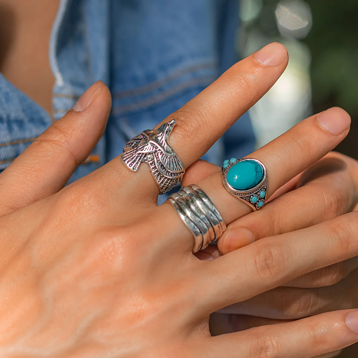 Vintage Turquoise Ring Set Hip Hop Personality Eagle Water Drop Metal Ring Gifts for Men Parties Club Jewelry Accessories
Vintage Turquoise Ring Set Hip Hop Personality Eagle Water Drop Metal Ring Gifts for Men Parties Club Jewelry Accessories
