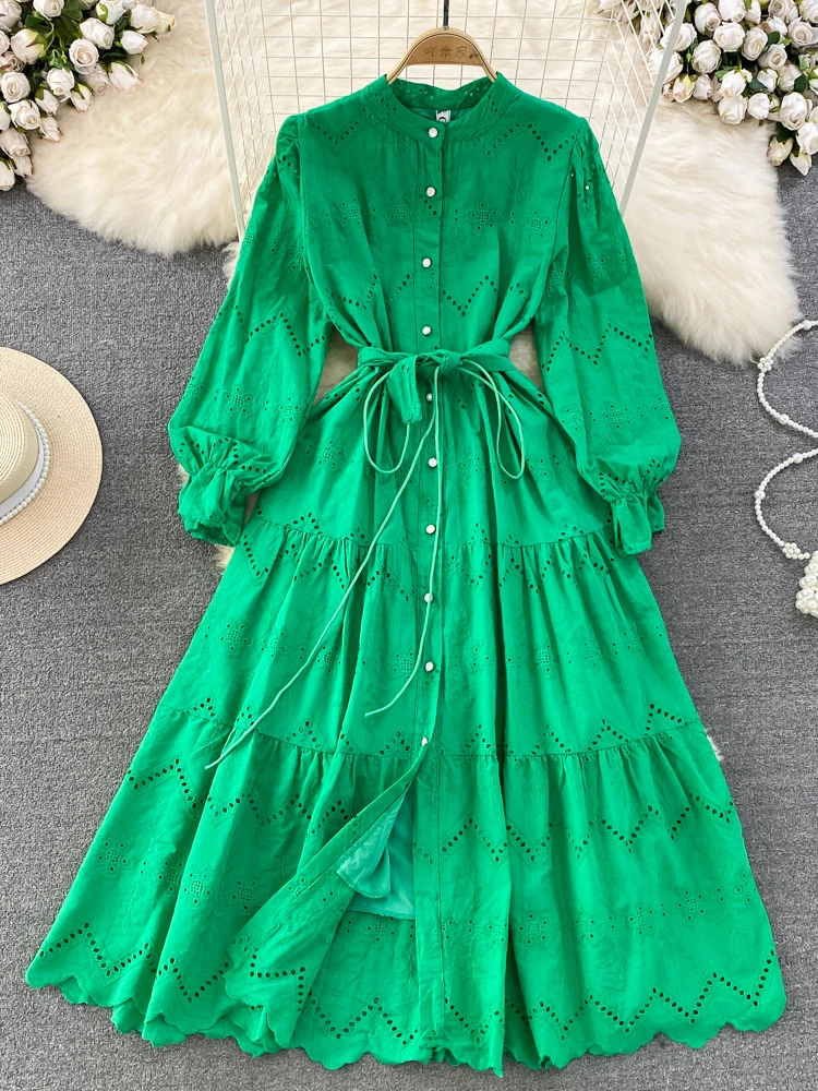 FMFSSOM New Casual Spring Suumer Solid Slim Full Button Lady Dress A Line O Neck Chiffon Single Breasted Women Dresses
FMFSSOM New Casual Spring Suumer Solid Slim Full Button Lady Dress A Line O Neck Chiffon Single Breasted Women Dresses