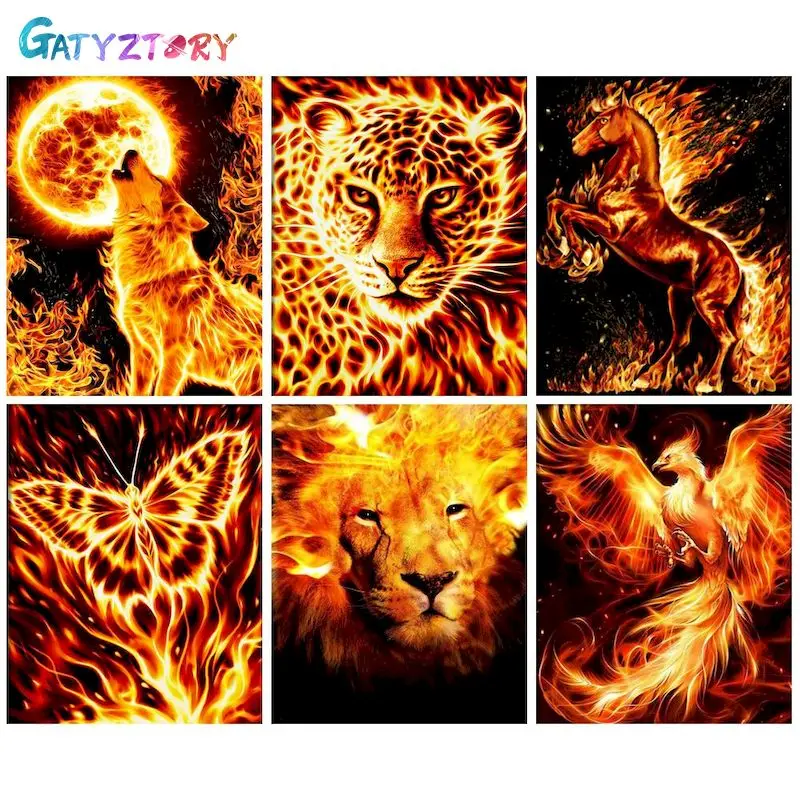 GATYZTORY Painting By Numbers Fire Animals Acrylic Paint DIY Crafts ON Canvas Painting For Wall Art 40x50CM Framed
GATYZTORY Painting By Numbers Fire Animals Acrylic Paint DIY Crafts ON Canvas Painting For Wall Art 40x50CM Framed