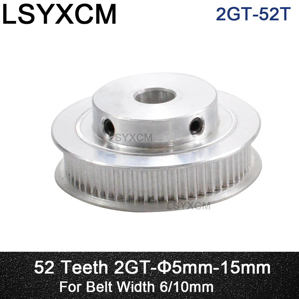 2GT 52 Teeth 2GT Timing Pulley Bore 5/6/6.35/7/8/10/12/14/15mm for GT2 Open Synchronous belt width 6/10mm wheel 52Teeth 52T
2GT 52 Teeth 2GT Timing Pulley Bore 5/6/6.35/7/8/10/12/14/15mm for GT2 Open Synchronous belt width 6/10mm wheel 52Teeth 52T