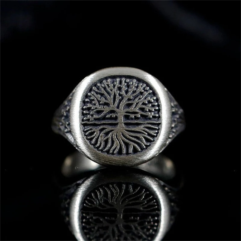 

Vintage Style Textured Branches Leaves Tree of Life Rings Fashion Personality Women Silver Color Rings Anniversary Gift Jewelry