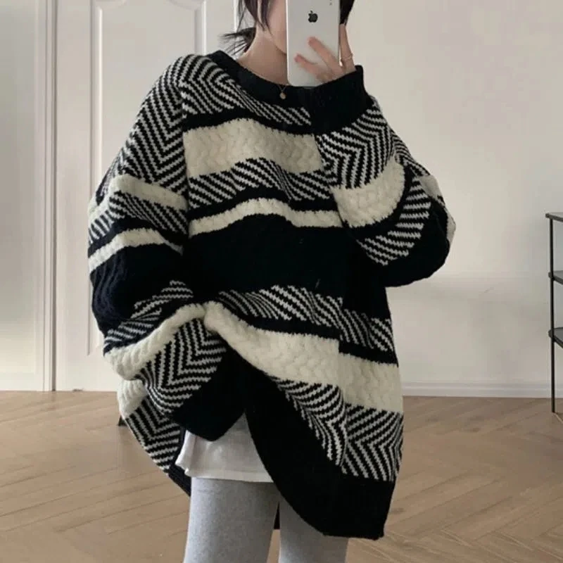 All-Match Winter Autumn Fashion Cool Girl Woman Solid Casual Knitted Pullover Loose Soft Warm Sweater Gentle Striped
All-Match Winter Autumn Fashion Cool Girl Woman Solid Casual Knitted Pullover Loose Soft Warm Sweater Gentle Striped
