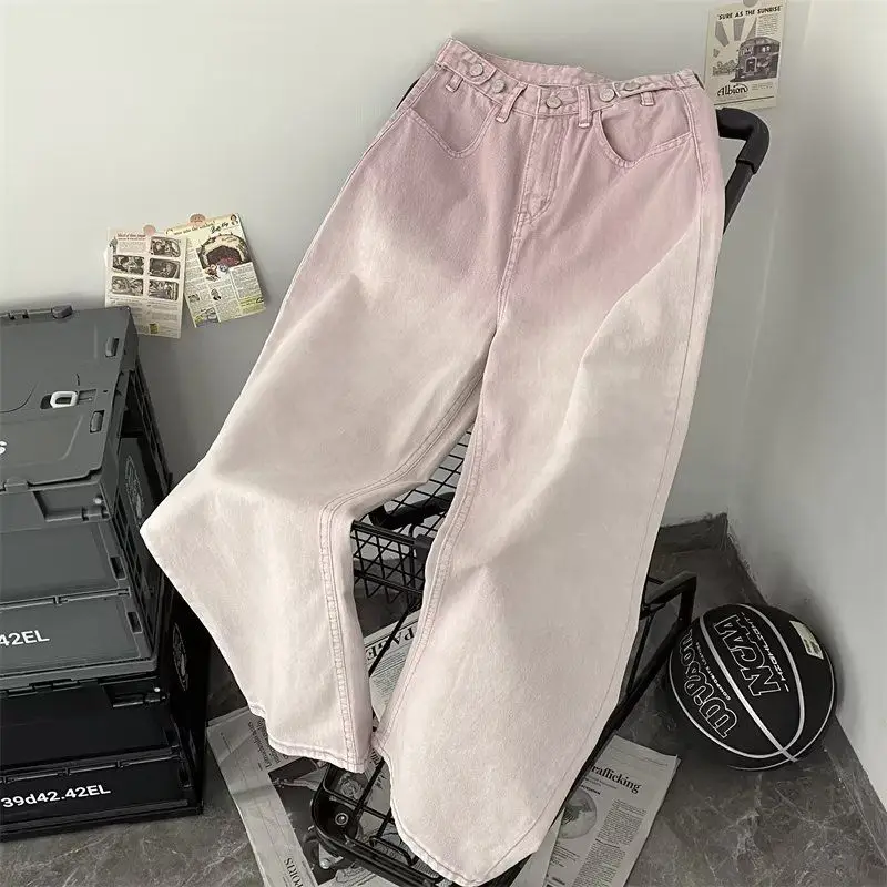 Sweet American Style Retro Pink Gradient Wide Leg Jeans for Women Spring and Summer Loose New Fashion Sense of Design Pants Y2K
Sweet American Style Retro Pink Gradient Wide Leg Jeans for Women Spring and Summer Loose New Fashion Sense of Design Pants Y2K
