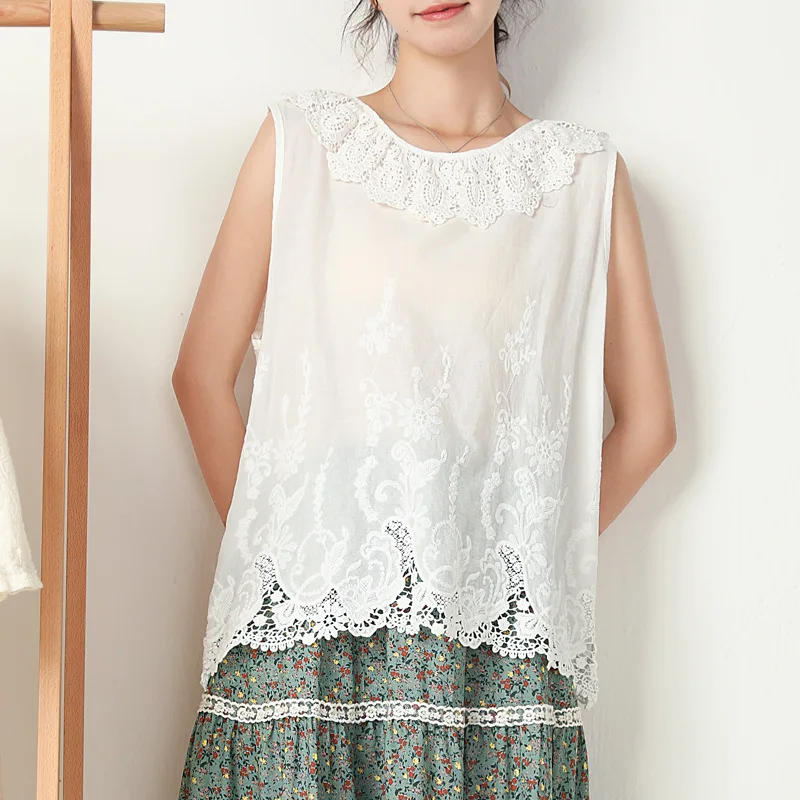 100% Cotton Girl Sweet Floral Embroidery Lace Loose Waist Tank Top Female Japanese Mori Girl Kawaii Cute Peter Pan Collar Vest
100% Cotton Girl Sweet Floral Embroidery Lace Loose Waist Tank Top Female Japanese Mori Girl Kawaii Cute Peter Pan Collar Vest