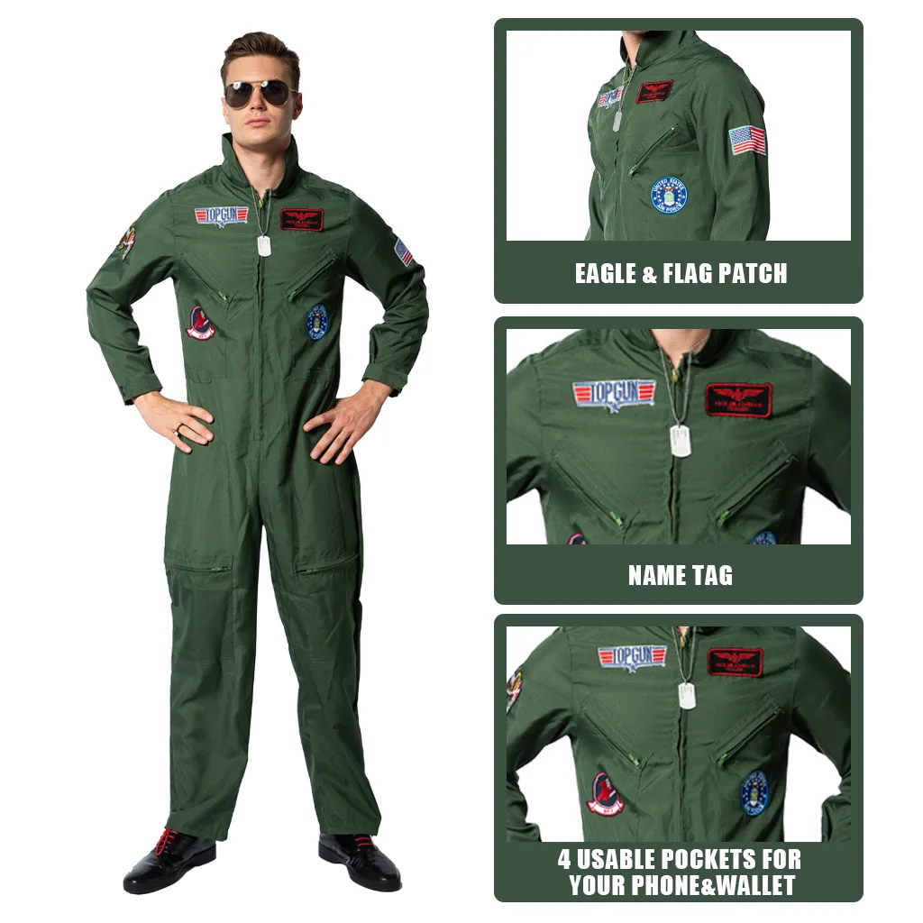 Movie Top Gun Flight Suit Cosplay Medellin Military Pilot Clothing Aldult Child United States Air Force Uniform Onesie
Movie Top Gun Flight Suit Cosplay Medellin Military Pilot Clothing Aldult Child United States Air Force Uniform Onesie