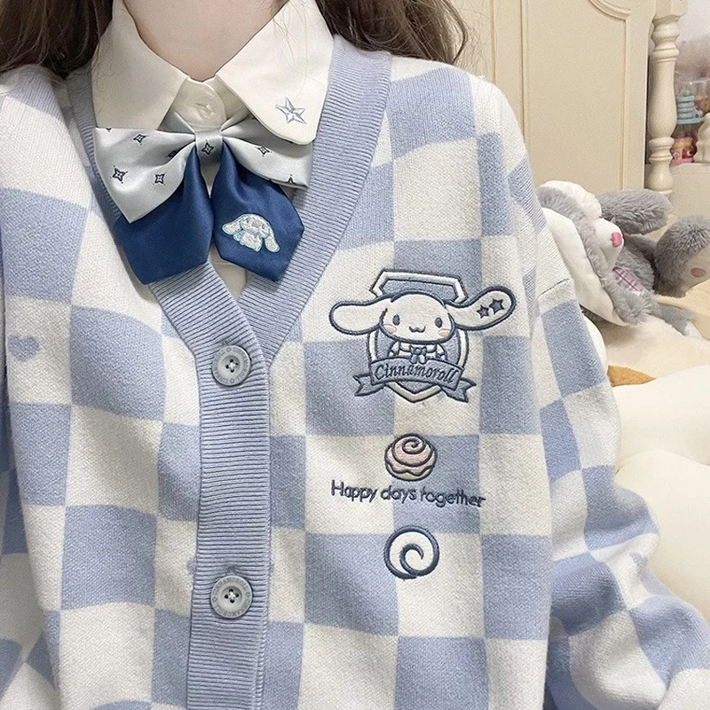 Kawaii Plaid Cartoon Pink Sweater Cardigan Women Korean Style Harajuku Oversize V-neck Blue Jumper Female Cute Tops
Kawaii Plaid Cartoon Pink Sweater Cardigan Women Korean Style Harajuku Oversize V-neck Blue Jumper Female Cute Tops