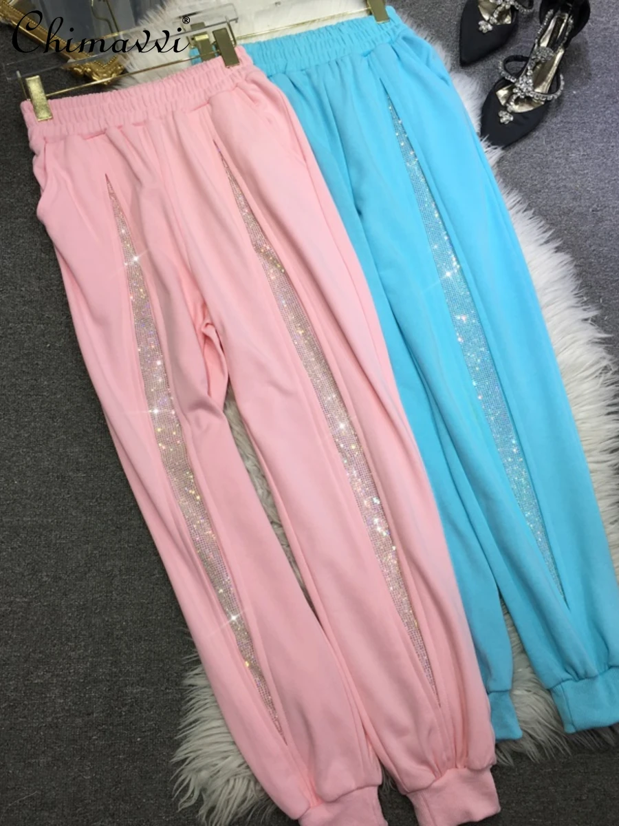 Heavy Hot Drilling Sweatpants for Women 2022 Early Autumn Fashion High Waist Slim Colorful Ankle-Tied Sports Leisure Trousers
Heavy Hot Drilling Sweatpants for Women 2022 Early Autumn Fashion High Waist Slim Colorful Ankle-Tied Sports Leisure Trousers