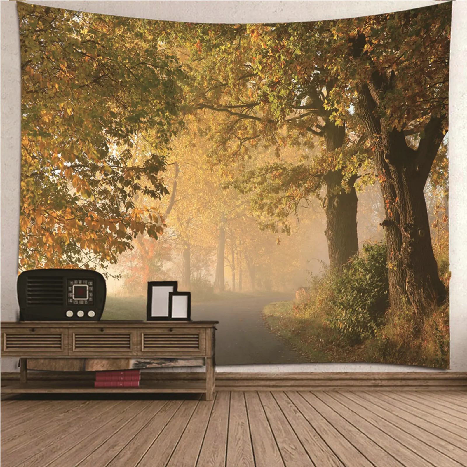 

Home Decor Kids Long Tapestry For Ceiling natural scenery Autumn Woods Wall Hanging Blanket Dorm Art Decor Covering