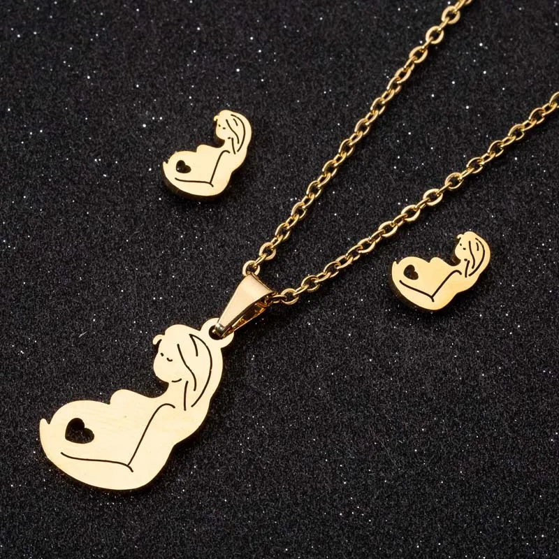 Stainless Steel Necklace Earring Set Ornaments Mother'S Day Gift Mom Necklace Temperament Simple Pendant Necklace Jewelry
Stainless Steel Necklace Earring Set Ornaments Mother'S Day Gift Mom Necklace Temperament Simple Pendant Necklace Jewelry