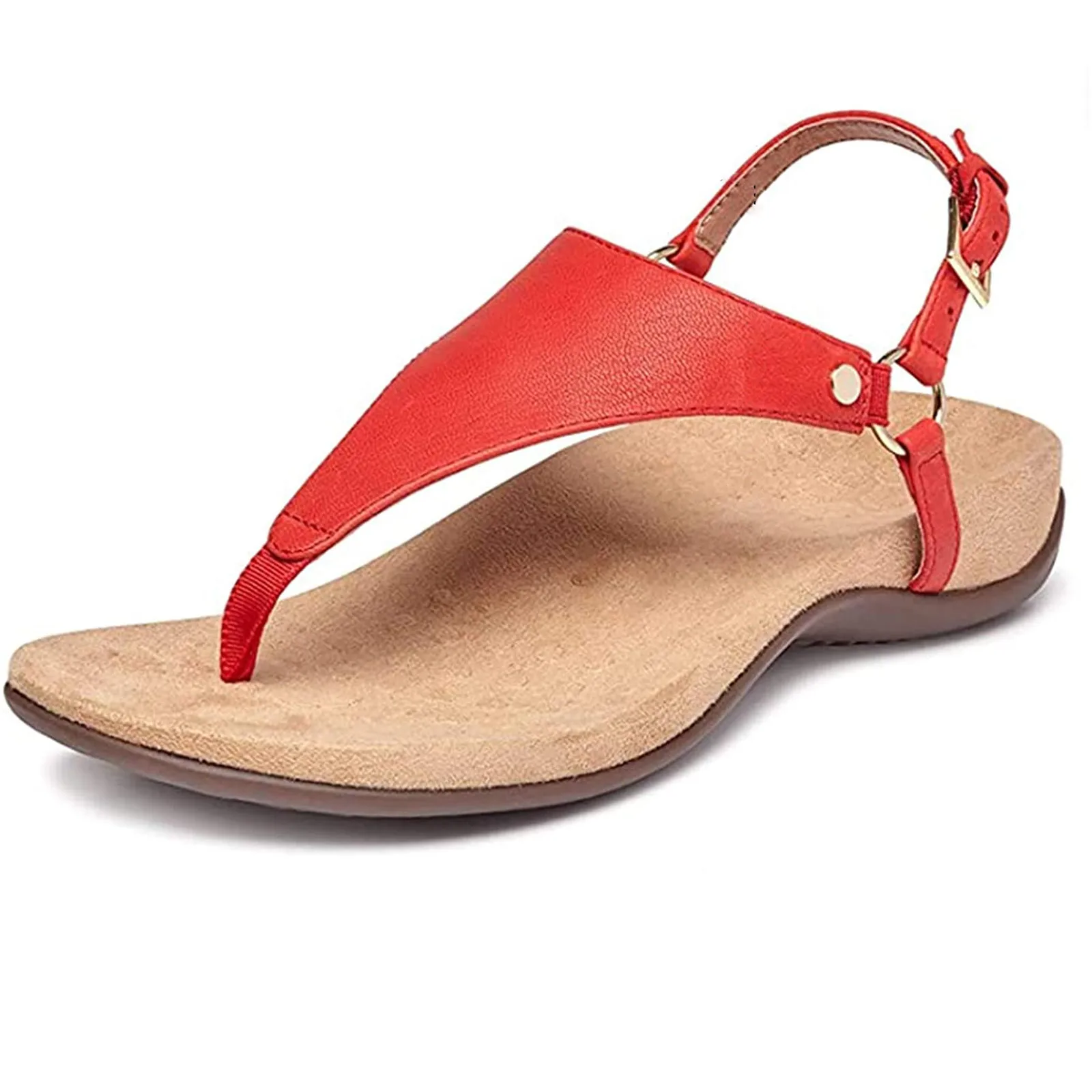 

Women Leather Sandals Comfy Platform Flat Orthotic Arch Support Sandals Comfortable Summer Flats T Strap Flip Flops Bunion