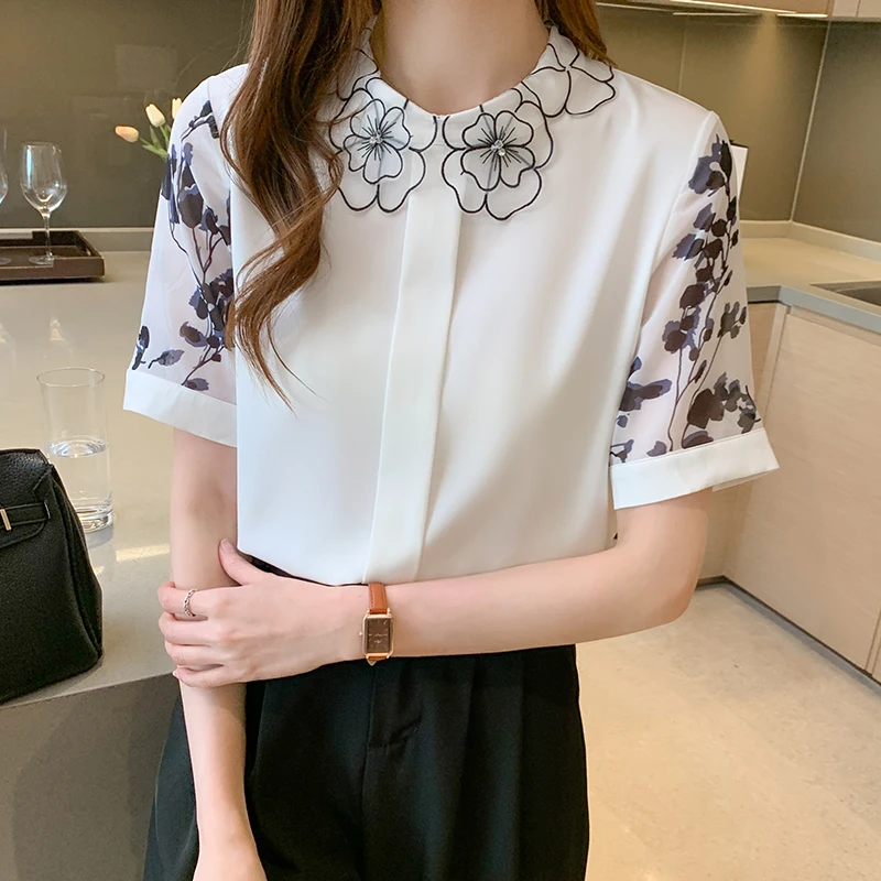 Summer Short Sleeve Blouse Women Blusas Mujer De Moda 2022 Print Chiffon Blouse Women Shirt Tops Women Blouses Top Femme White
Summer Short Sleeve Blouse Women Blusas Mujer De Moda 2022 Print Chiffon Blouse Women Shirt Tops Women Blouses Top Femme White