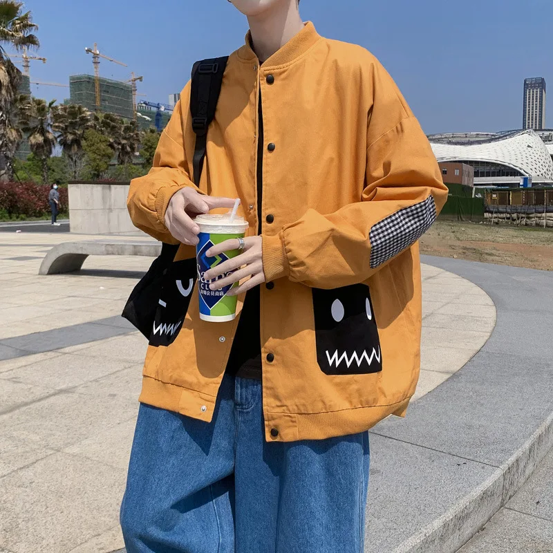 Harajuku wind INS couple baseball suit men's tooling splicing ruff-handsome jacket fall loose casual coat 
Harajuku wind INS couple baseball suit men's tooling splicing ruff-handsome jacket fall loose casual coat