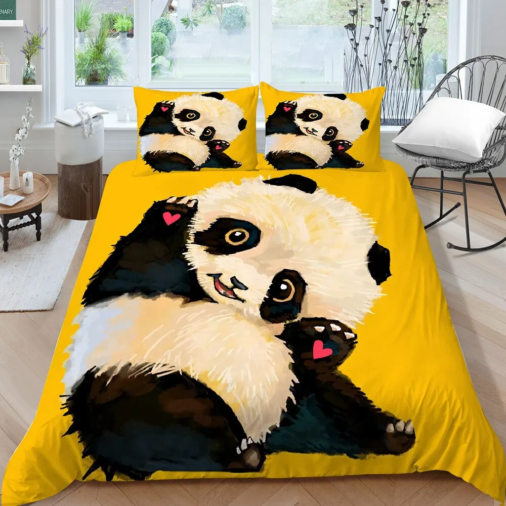 Panda Bedding Set for Kids Boys Girls Cute Cartoon Giant Panda Duvet King Queen Size Yellow Soft Polyester Quilt Cover 3D Print
Panda Bedding Set for Kids Boys Girls Cute Cartoon Giant Panda Duvet King Queen Size Yellow Soft Polyester Quilt Cover 3D Print