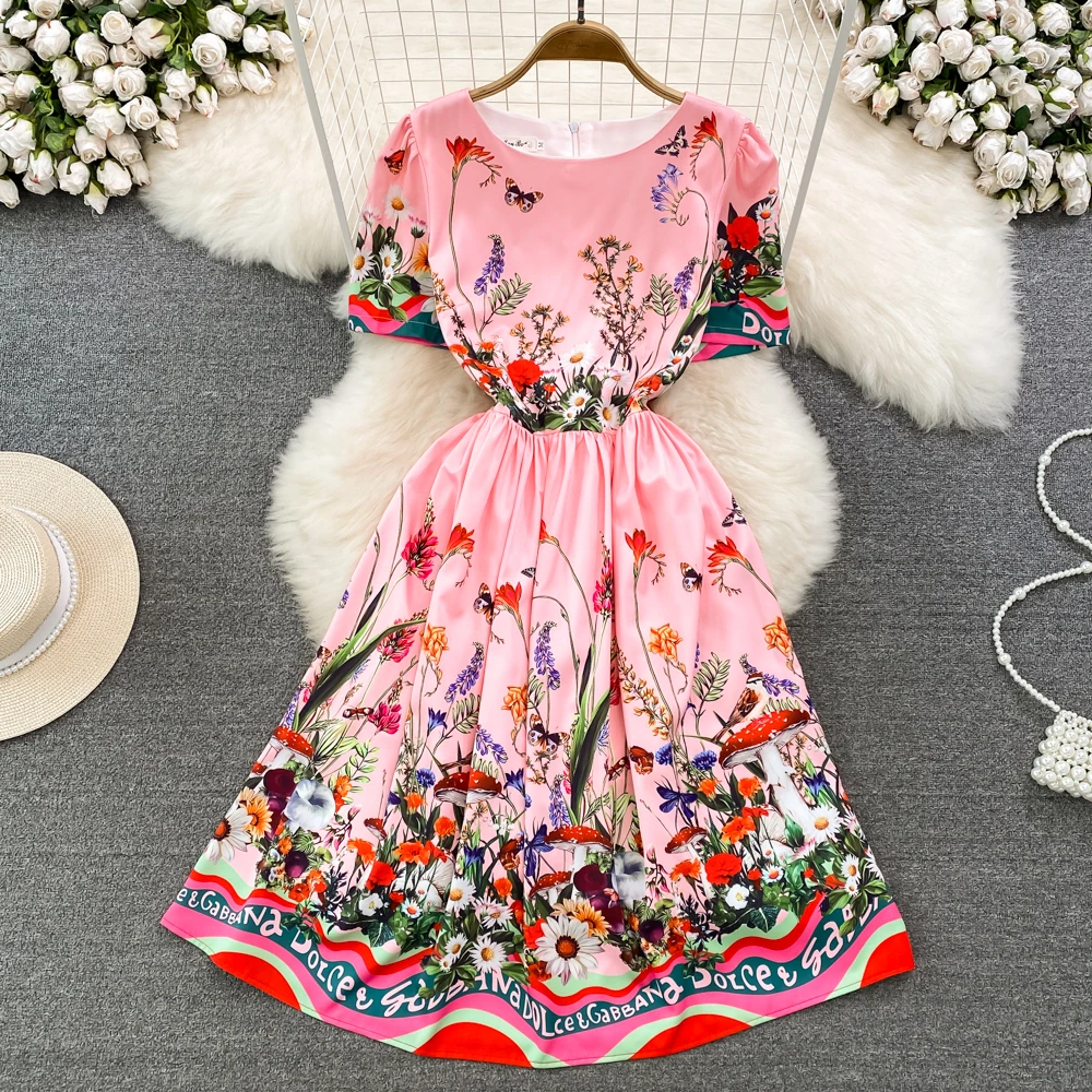 Summer Light Ripe Wind Retro Temperament Bubble Short Sleeve Round Neck Retraction Waist Slimming Mid-length Printed Dress
Summer Light Ripe Wind Retro Temperament Bubble Short Sleeve Round Neck Retraction Waist Slimming Mid-length Printed Dress