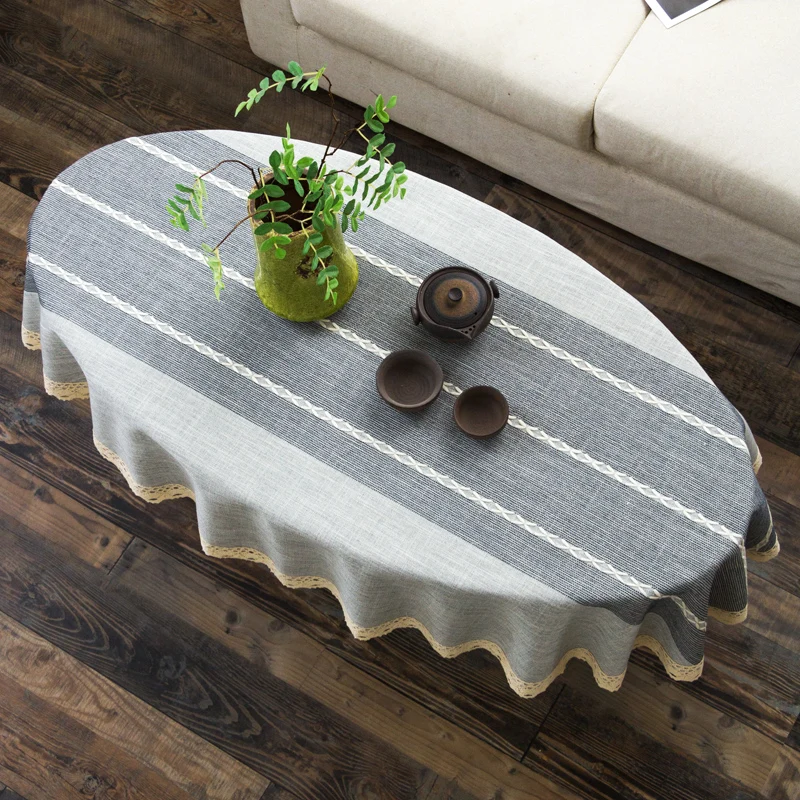 Oval Cotton and Linen Tablecloth Tea Table Striped Tablecloth Lace Coffee Tea Table Cloth Modern Nordic Table Cover Decoration 
Oval Cotton and Linen Tablecloth Tea Table Striped Tablecloth Lace Coffee Tea Table Cloth Modern Nordic Table Cover Decoration