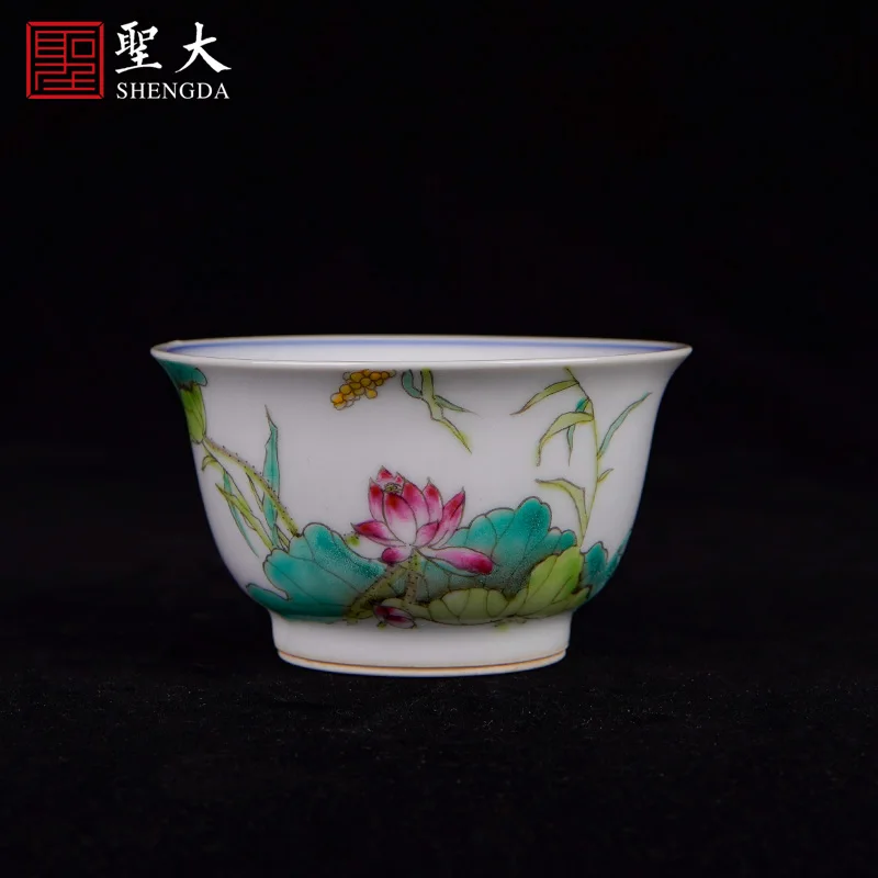 

|ceramic Kung Fu tea cup hand-painted blue and white tangled lotus pastel lotus Master Cup Jingdezhen tea set tea cup