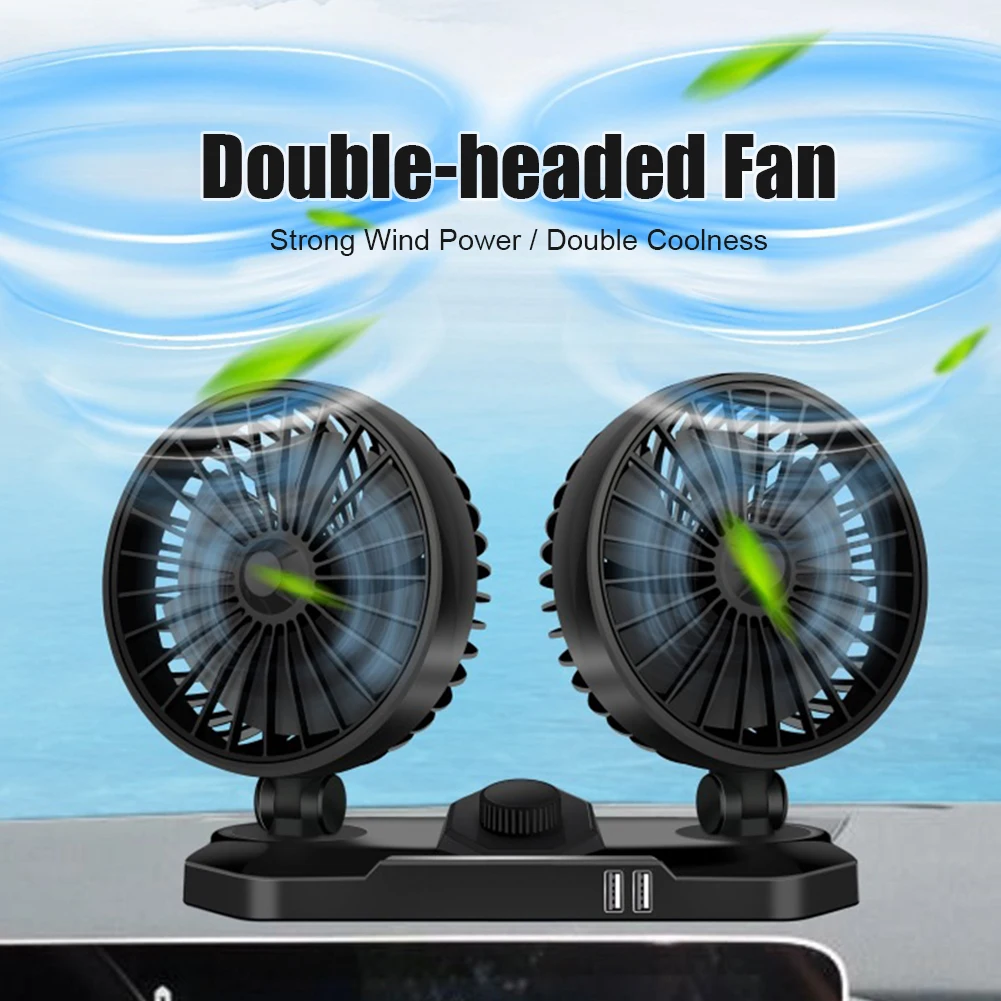 Universal Car Fan 12V/24V Cooling Fan with Dual USB 3.1A Output Double Head Fan 2 Gear 360 Degree Adjustable for Car Truck SUV
Universal Car Fan 12V/24V Cooling Fan with Dual USB 3.1A Output Double Head Fan 2 Gear 360 Degree Adjustable for Car Truck SUV
