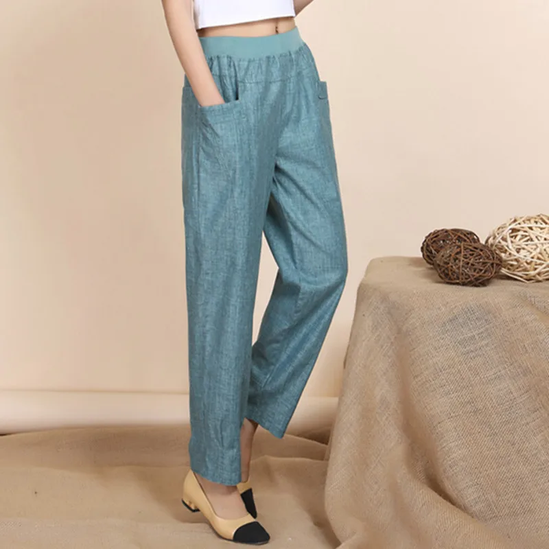 Pants Women 2022 Summer High Waist Casual Pants Middle Age Women Spring Autumn Linen Harem Capris Ankle Length Pant S485
Pants Women 2022 Summer High Waist Casual Pants Middle Age Women Spring Autumn Linen Harem Capris Ankle Length Pant S485