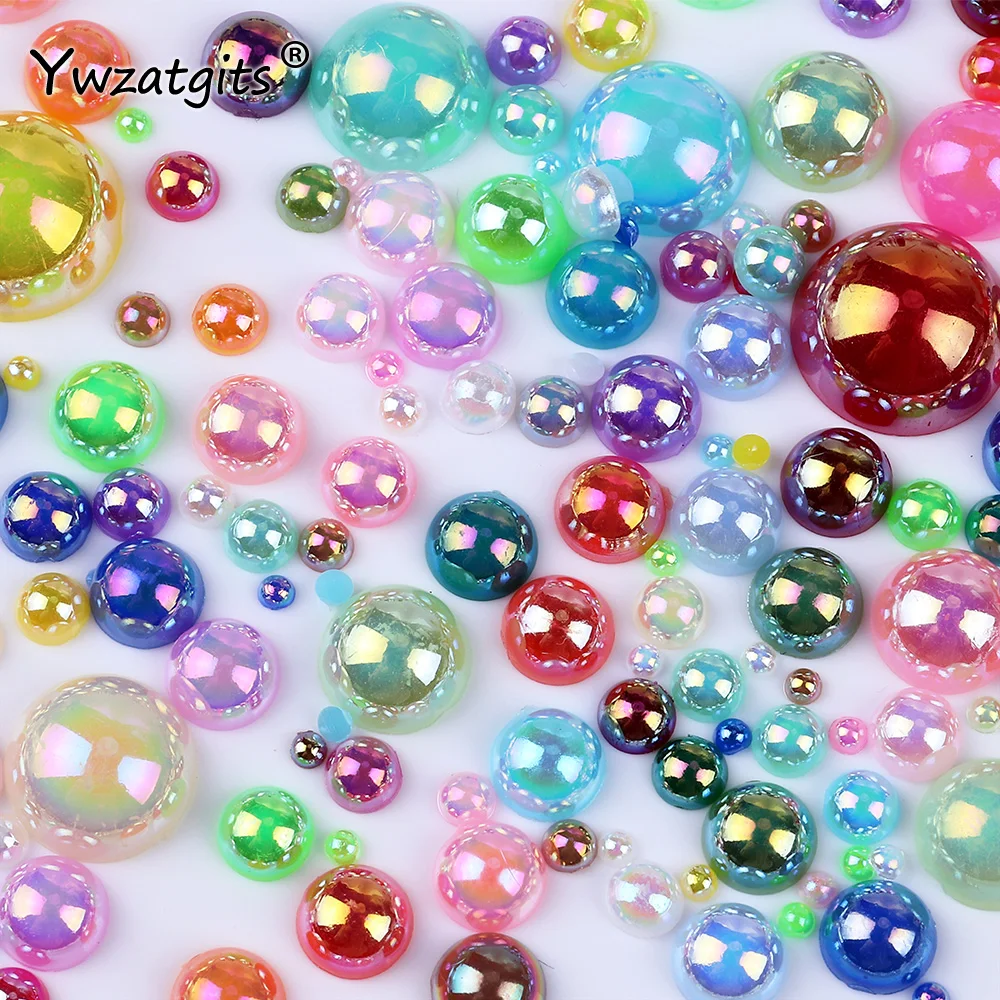 

Free Shipping 1.5mm 3500pcs AB Color Half Round Beads Macaroon ABS Imitation Pearls Flatback Beads DIY Nail Decor Jewelry Making