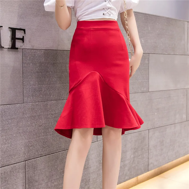 Women 2021 Summer Elegant High Waist Bodycon Stretch Formal Skirts Korean Fashion Irregular Ruffles Package Hip Fishtail Skirt
Women 2021 Summer Elegant High Waist Bodycon Stretch Formal Skirts Korean Fashion Irregular Ruffles Package Hip Fishtail Skirt