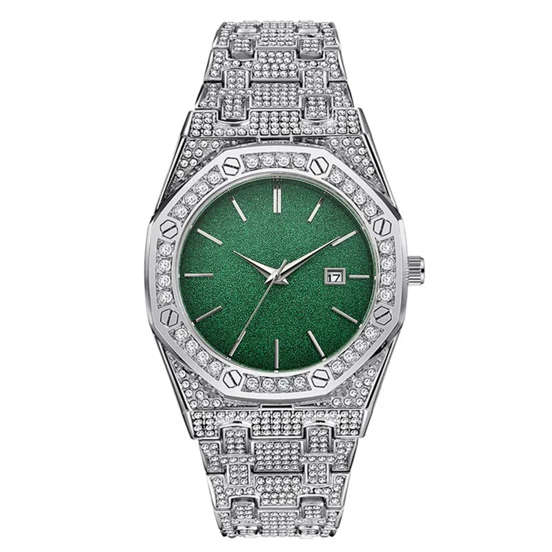 

Watch For Men часы мужские наручные Hip Hop Diamond Luxury Date Gifts Quartz Clock Reloj Hombre Saat Erkek Kol Saati Gold 2023