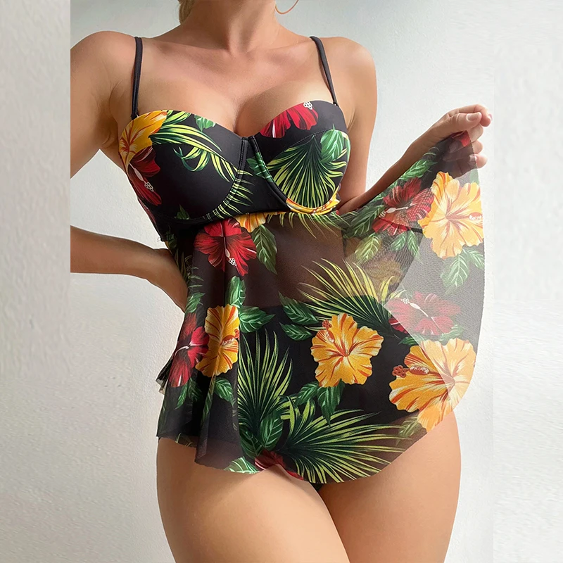 Summer Fashion Hot Spring Beachwear For Women Sexy Flower Print Push Up Bikini 2pc New Holiday Backless Sling Skirt Swimwear Set
Summer Fashion Hot Spring Beachwear For Women Sexy Flower Print Push Up Bikini 2pc New Holiday Backless Sling Skirt Swimwear Set