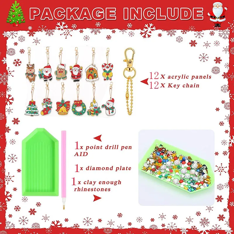 12Pcs Christmas Tree Pendant Keychain DIY 5D Diamond Painting Cross Stitch Hanging Ornaments Santa Claus Snowman Xmas Home Decor
12Pcs Christmas Tree Pendant Keychain DIY 5D Diamond Painting Cross Stitch Hanging Ornaments Santa Claus Snowman Xmas Home Decor