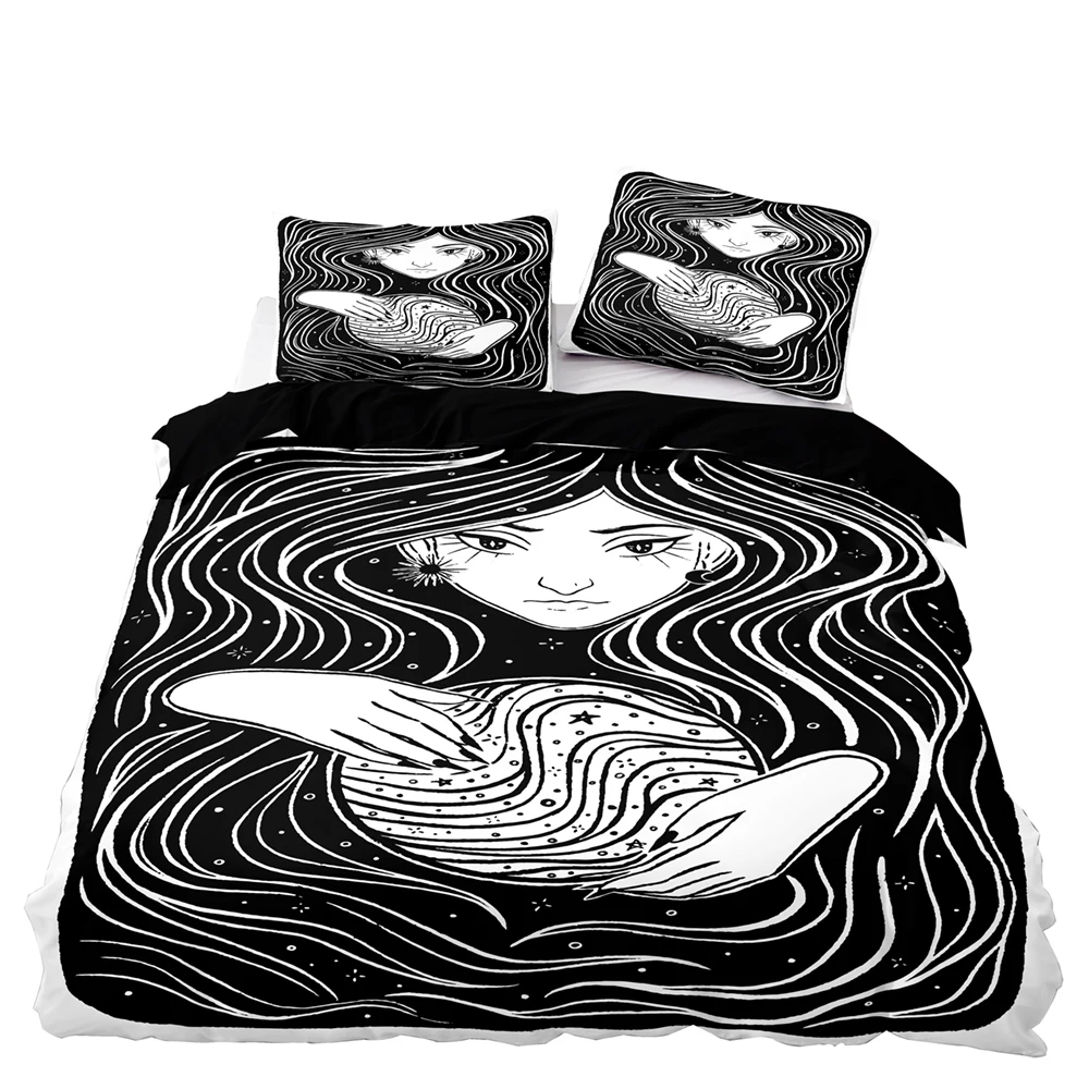 Black Abstract Style Bedding Set White Line Girl Print Duvet Cover for Double Queen Size Well Selling 3D Print with Pillowcase
Black Abstract Style Bedding Set White Line Girl Print Duvet Cover for Double Queen Size Well Selling 3D Print with Pillowcase
