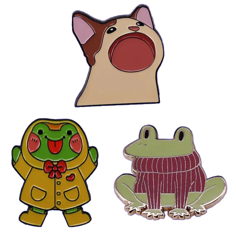 Cartoon Raincoat Frog and kitten Badge Cute Little Animals Metallic Enamel Pin Accessories Children Fashion Jewelry Gifts
Cartoon Raincoat Frog and kitten Badge Cute Little Animals Metallic Enamel Pin Accessories Children Fashion Jewelry Gifts