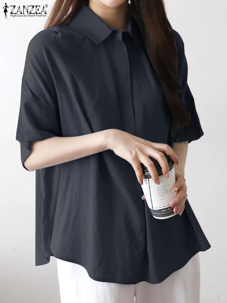 2023 ZANZEA Summer Women Lapel Blouse Casual Loose OL Shirt Half Sleeve Blusas Elegant Work OL Tops Tunic Mujer Oversize Chemise
2023 ZANZEA Summer Women Lapel Blouse Casual Loose OL Shirt Half Sleeve Blusas Elegant Work OL Tops Tunic Mujer Oversize Chemise
