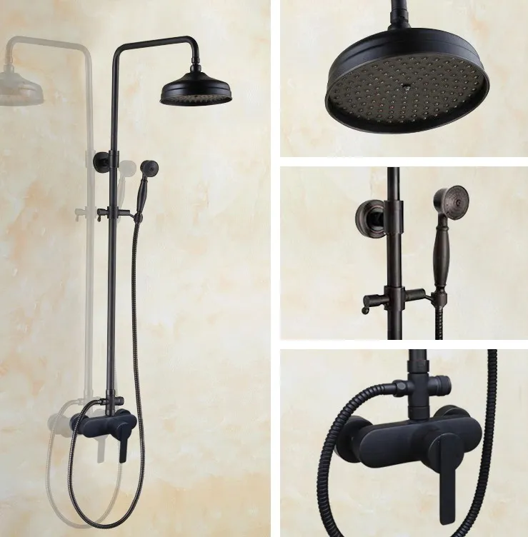Black Oil Rubbed Brass Bathroom Faucet Set Wall Mounted Rainfall/Handheld Shower Hot And Cold Water Mixer Taps Kit 2hg151
Black Oil Rubbed Brass Bathroom Faucet Set Wall Mounted Rainfall/Handheld Shower Hot And Cold Water Mixer Taps Kit 2hg151