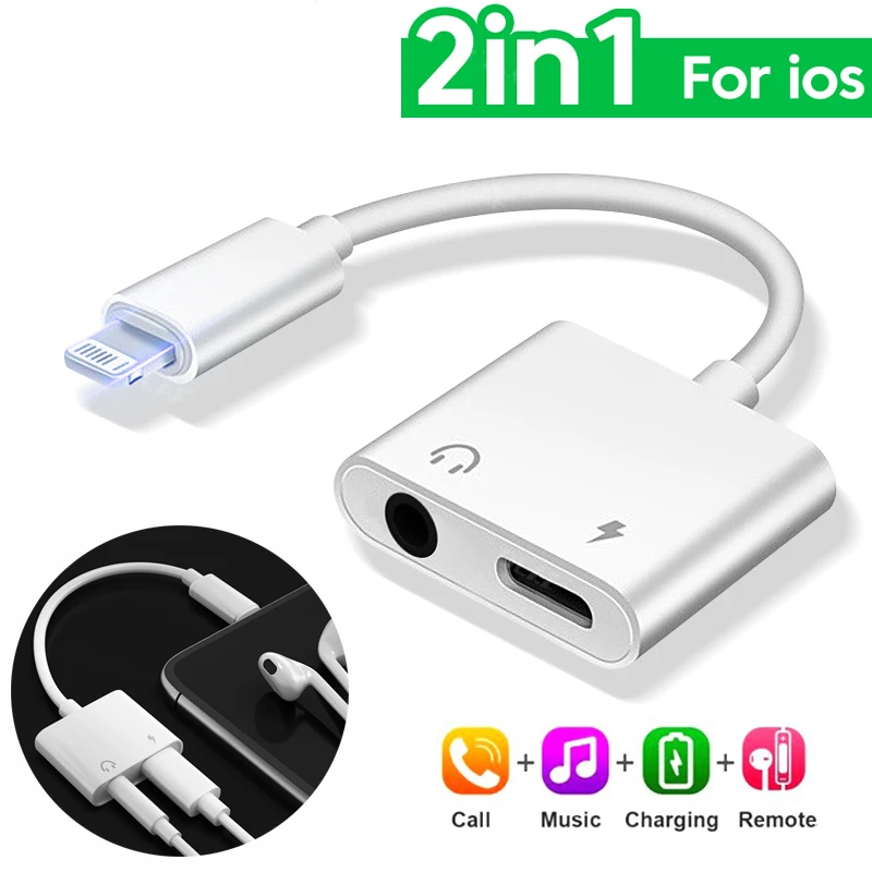 2 In 1 Audio Adapter For iPhone 11 12 Pro Max xXS Aux Jack Headset Lighting 3.5mm To Headphone Splitter Charging Earphone Cable
2 In 1 Audio Adapter For iPhone 11 12 Pro Max xXS Aux Jack Headset Lighting 3.5mm To Headphone Splitter Charging Earphone Cable