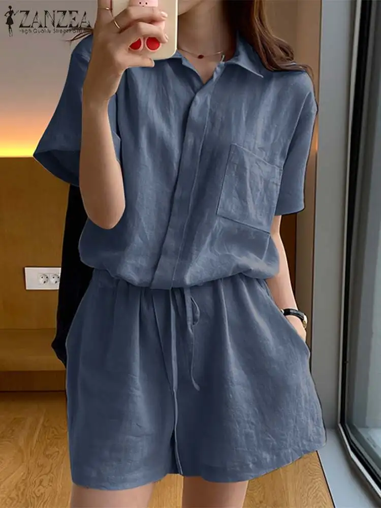 ZANZEA Fashion Solid Short Playsuit Women Lapel Pocket Overalls 2023 Summer Holiday Elastic Waist Rompers Casual Loose Jumpsuit
ZANZEA Fashion Solid Short Playsuit Women Lapel Pocket Overalls 2023 Summer Holiday Elastic Waist Rompers Casual Loose Jumpsuit