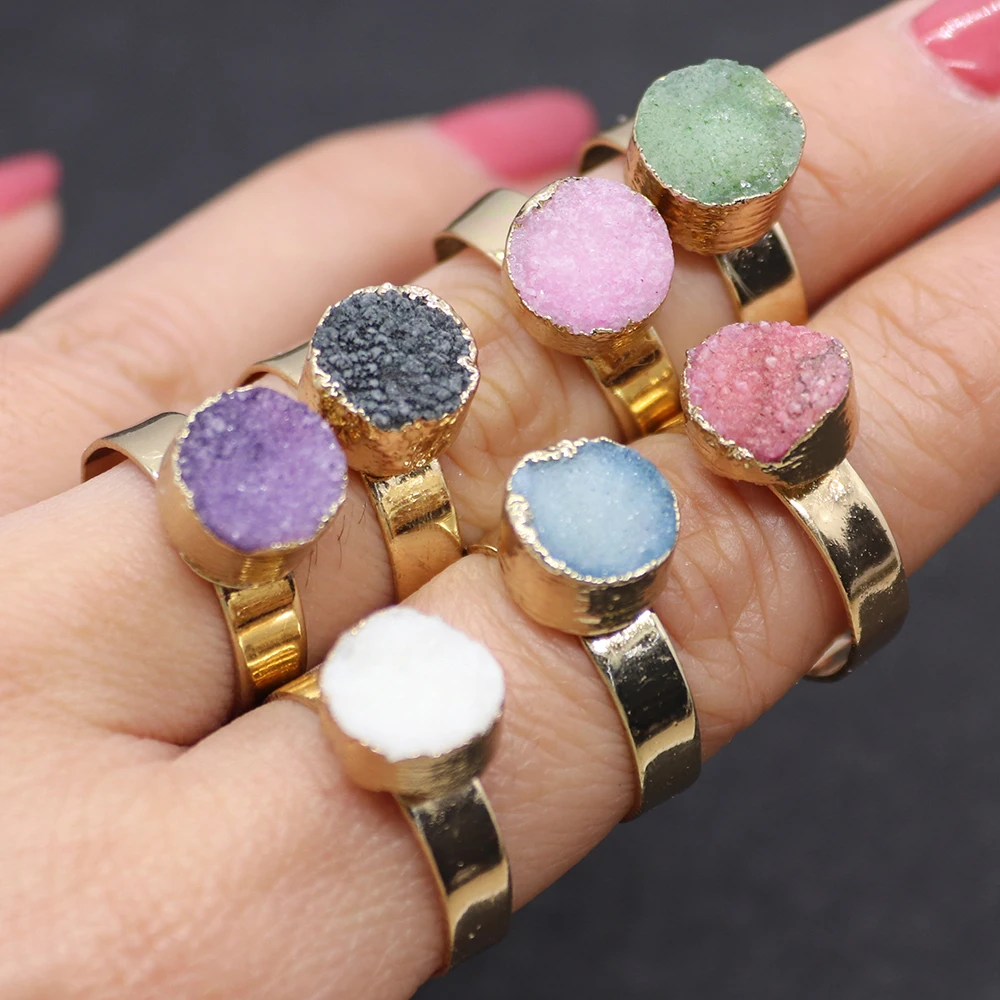 Natural Stone Women's Fashion Ring Round 20mm Metal Bezel Multicolor Crystal Ring Face Adjustable Wedding Glamour Jewelry
Natural Stone Women's Fashion Ring Round 20mm Metal Bezel Multicolor Crystal Ring Face Adjustable Wedding Glamour Jewelry