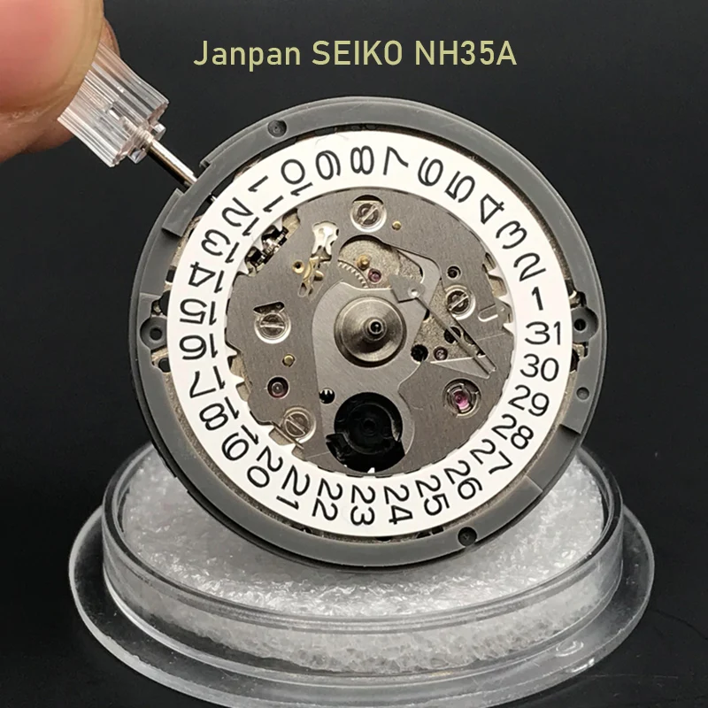 

Japan Seiko NH35A Premium Mechanical Movement NH35 White Datewheel Automatic Self-winding High Accuracy Movt Replace 24 Jewels