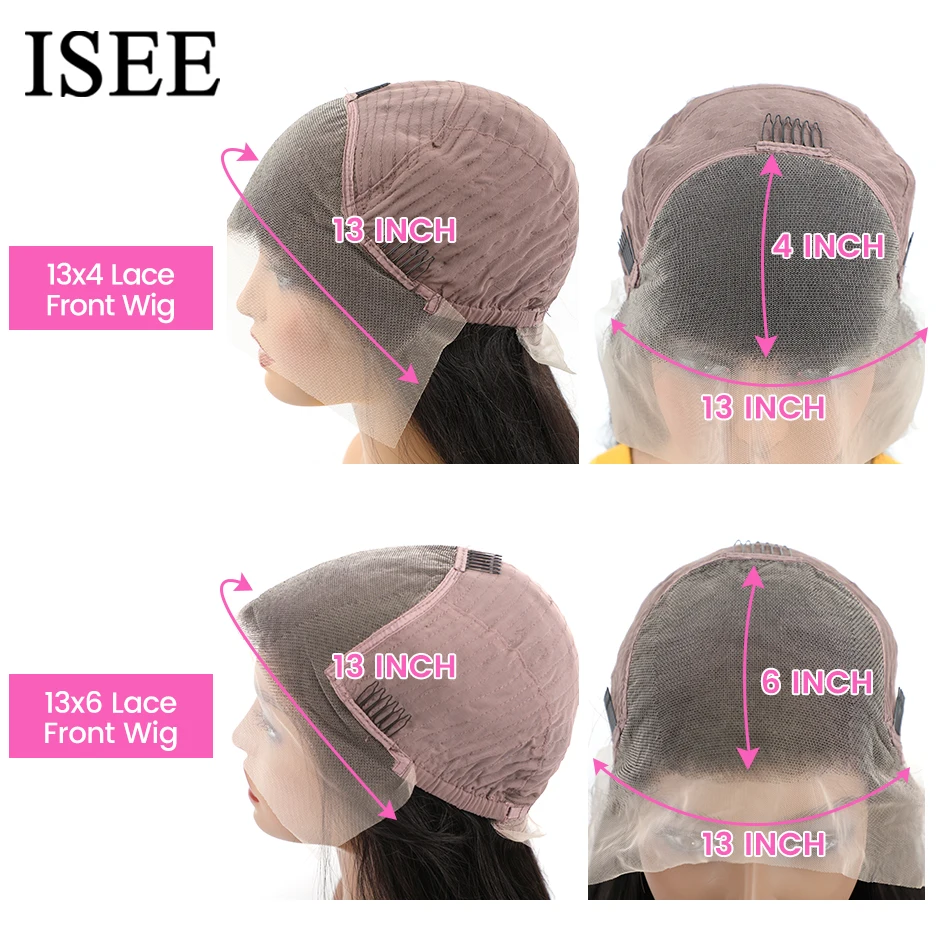 ISEE прямые волосы парик на фронтальном шнурке Remy 360 150% плотность 13X4/13X6 малазийские