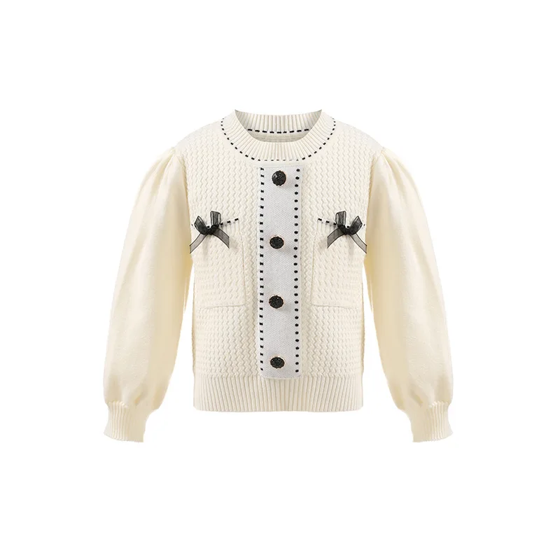HoneyCherry Girls New Round Neck Solid Colour Sweater Cute Bow Knitted Patchwork Sweater Kids Clothes Girls
HoneyCherry Girls New Round Neck Solid Colour Sweater Cute Bow Knitted Patchwork Sweater Kids Clothes Girls