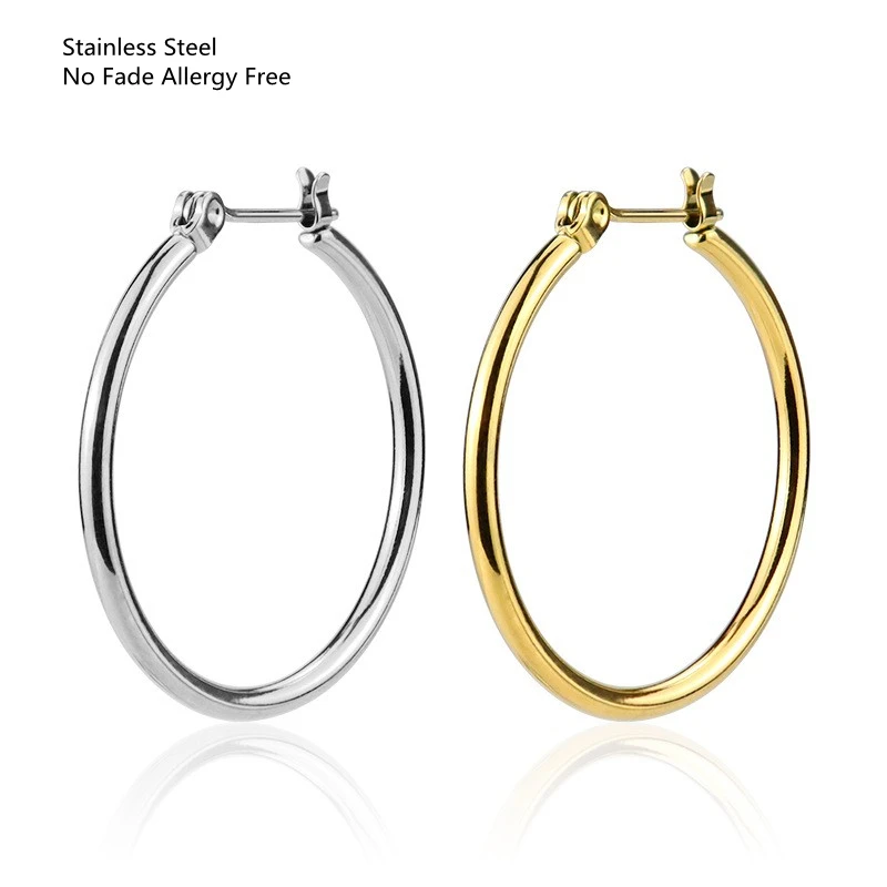 Easy Open Gold Color 12 15 20 25 30 40MM Stainless Steel Round Shape Hoop Earrings Vacuum Plating No Easy Fade Allergy Free
Easy Open Gold Color 12 15 20 25 30 40MM Stainless Steel Round Shape Hoop Earrings Vacuum Plating No Easy Fade Allergy Free
