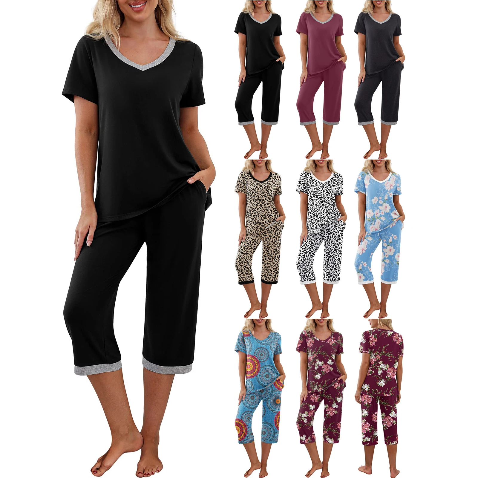 Thorn Tree Summer 2 piece set women solid/floral/leopard short sleeve v-neck t-shirts pants matching sets loungewear outfits
Thorn Tree Summer 2 piece set women solid/floral/leopard short sleeve v-neck t-shirts pants matching sets loungewear outfits