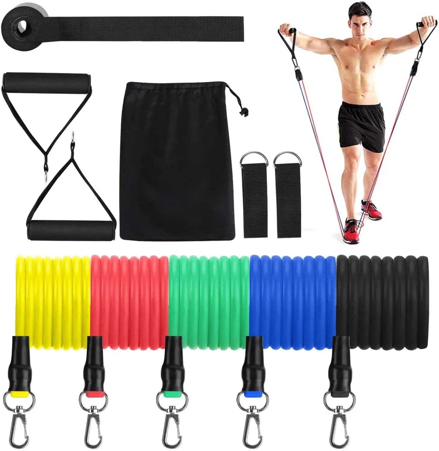 11 Pcs Resistance Bands Set Training Exercise Yoga Tubes Pull Rope Rubber Expander Elastic Bands Fitness with Carry Bag
11 Pcs Resistance Bands Set Training Exercise Yoga Tubes Pull Rope Rubber Expander Elastic Bands Fitness with Carry Bag