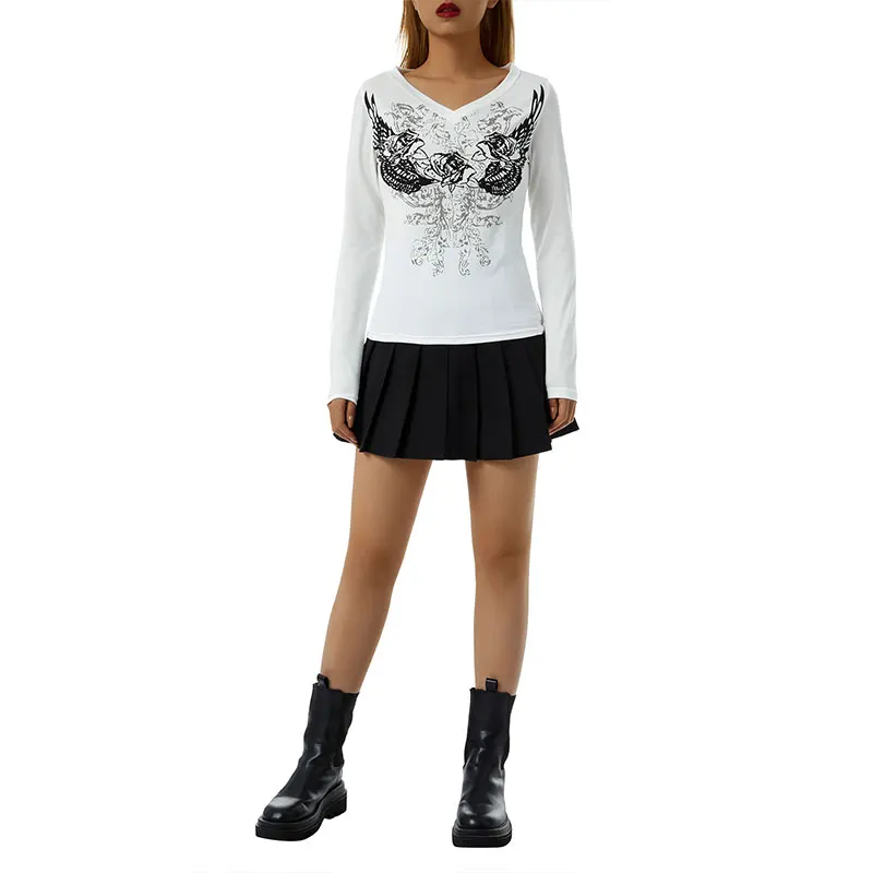 Women See-through T-shirt, Adults Angel Wing & Rose Print Long Sleeve V-neck Pullover
Women See-through T-shirt, Adults Angel Wing & Rose Print Long Sleeve V-neck Pullover