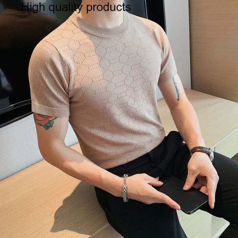

Мужская модная летняя Высококачественная шелковая футболка Lce с коротким рукавом, Мужская облегающая Трикотажная футболка с круглым вырезом, женская футболка, 2023
