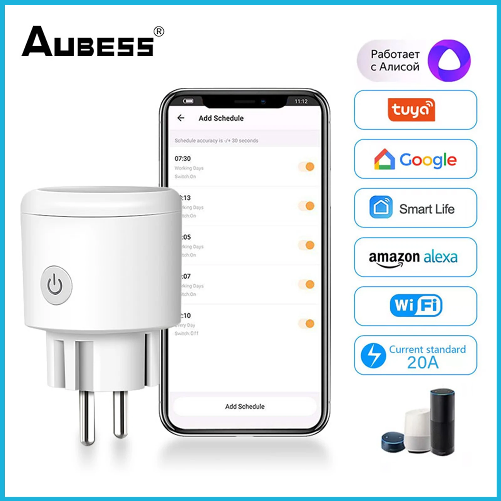 Air conditioner Tuya Smart plug Wifi socket EU 20A 4400W power monitor SmartLife APP Control Works With Alexa Google Alice
Air conditioner Tuya Smart plug Wifi socket EU 20A 4400W power monitor SmartLife APP Control Works With Alexa Google Alice